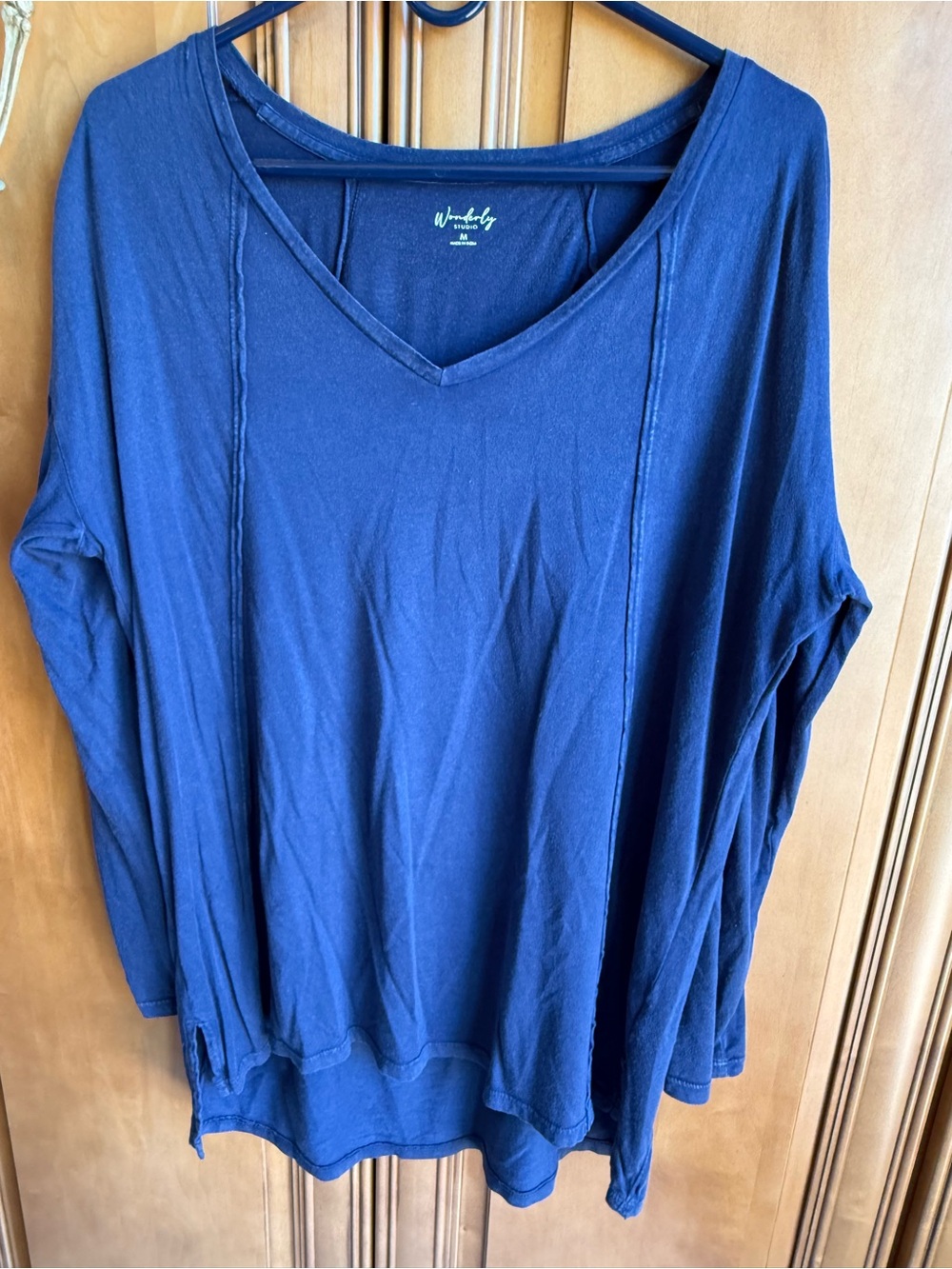 Wonderly Navy Blue V-Neck Long Sleeve Tunic